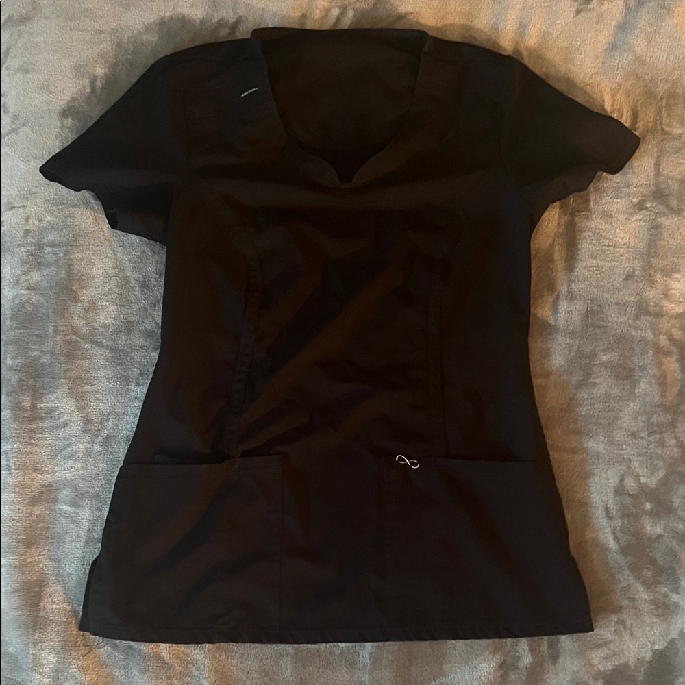 Cherokee Infinity Black Scrub Short Sleeve Women's Top